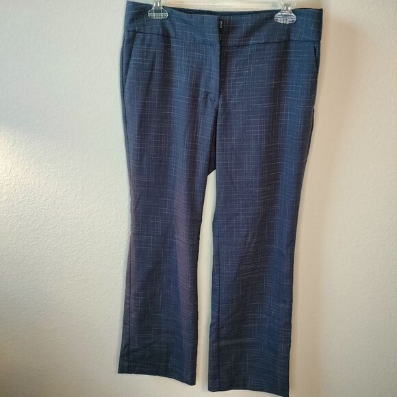 Ann Taylor Blue The High Rise Trouser Pant Crosshatch Sz 8P - Picture 1 of 9